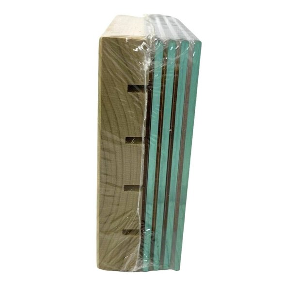 The Gallery Collection Tempered Art Glass Coasters With Wooden Stand 4" x 4" - Picture 3 of 5